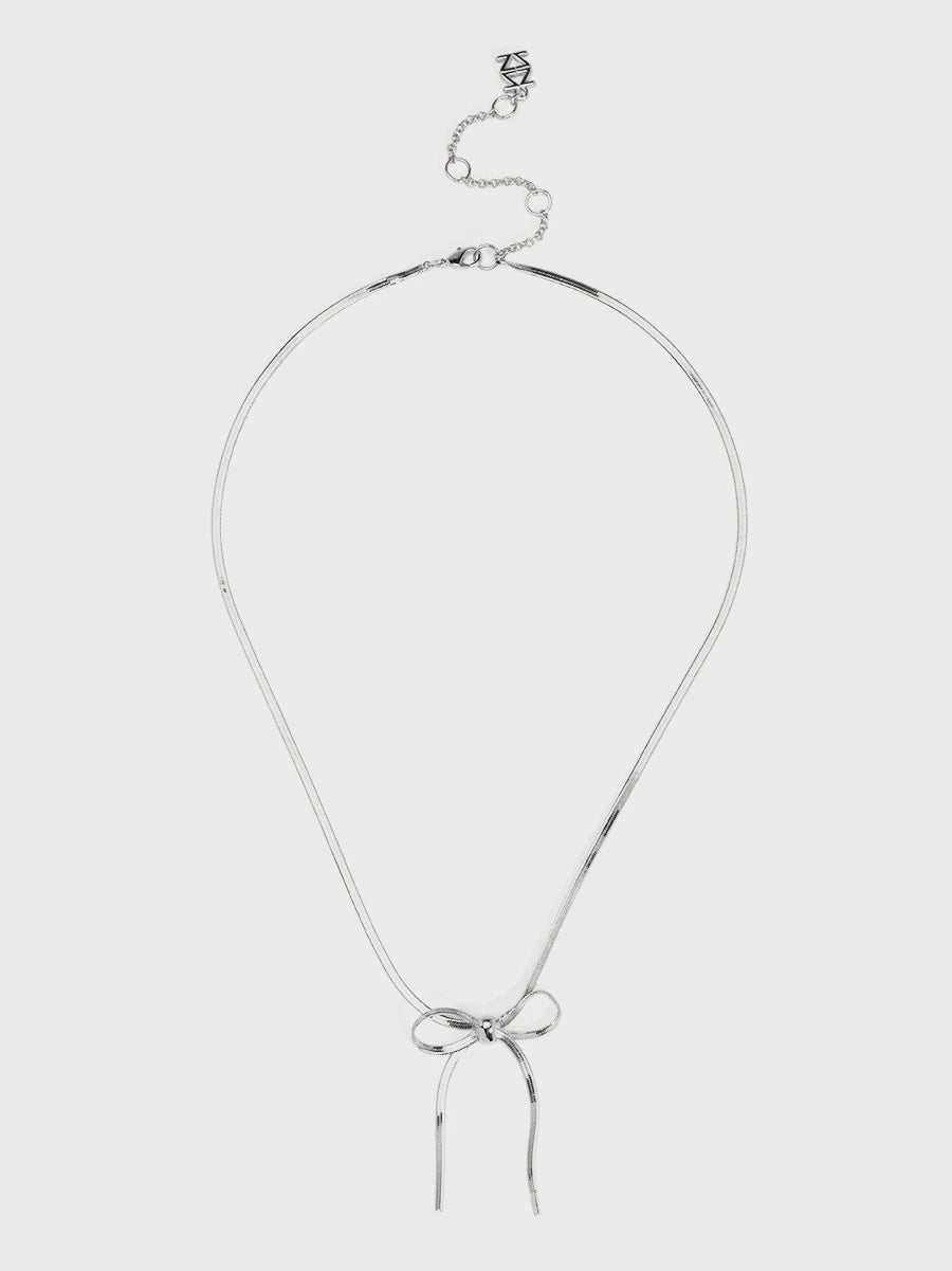 Zenzii Bow  Chain Short Necklace Jewelry Silver
