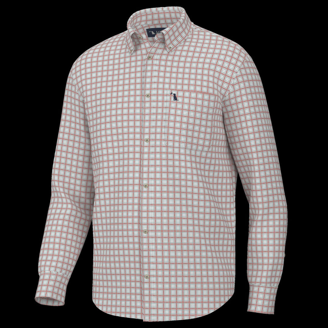 Local Boy Outfitters Youth Faulk Dress Shirt - Salmon/Light Teal/Teal