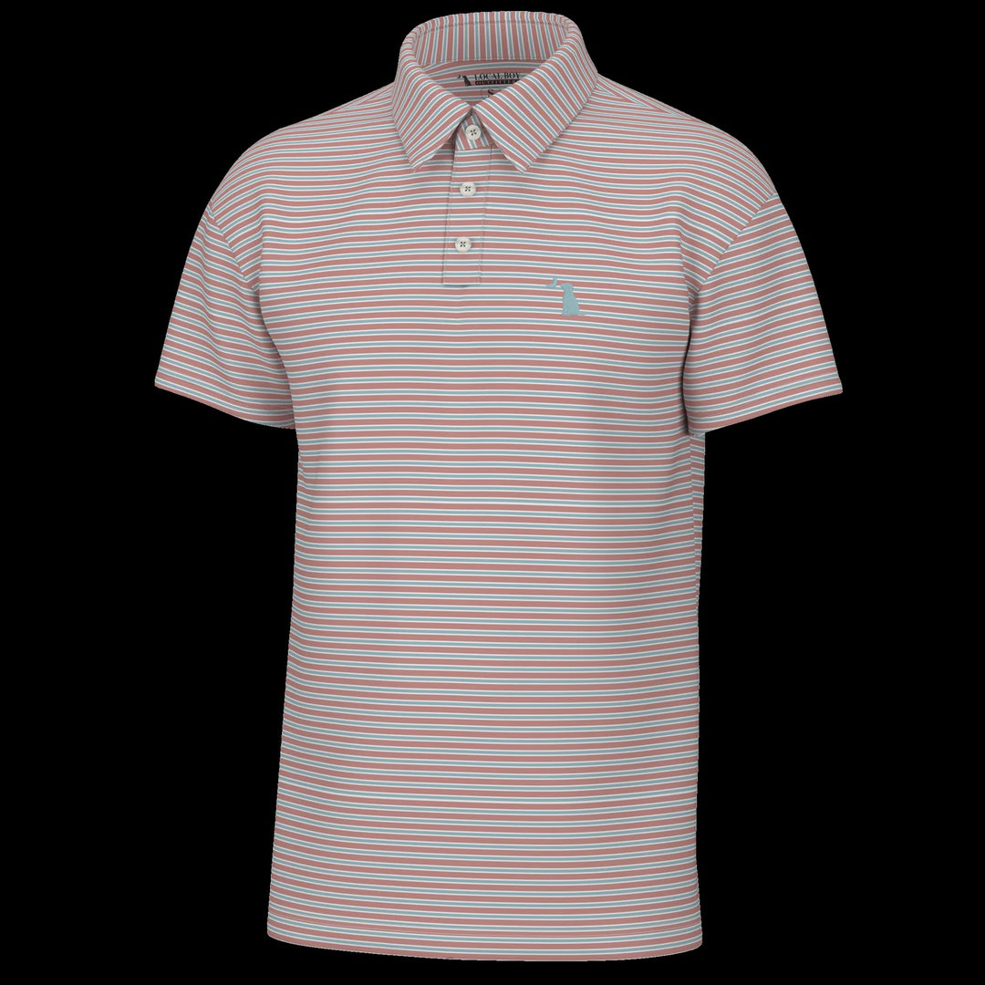 Local Boy Outfitters Surfside Polo- Salmon/Light/Blue/White