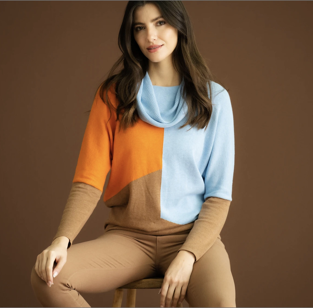 Marble Fashions Color Block Batwing Sweater