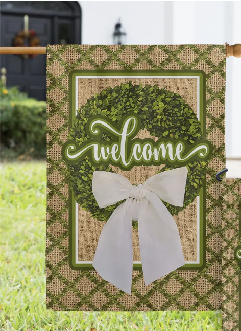 Burlap Vines Wreath Sash House Flag
