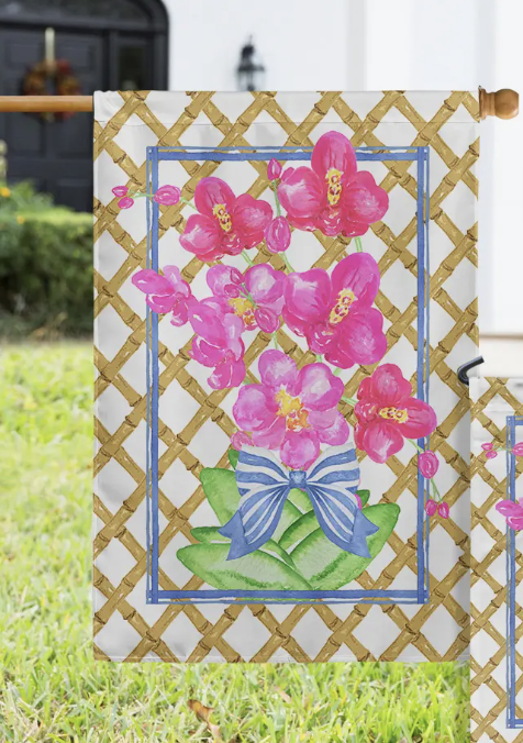 Pink Orchid with Bamboo House Flag