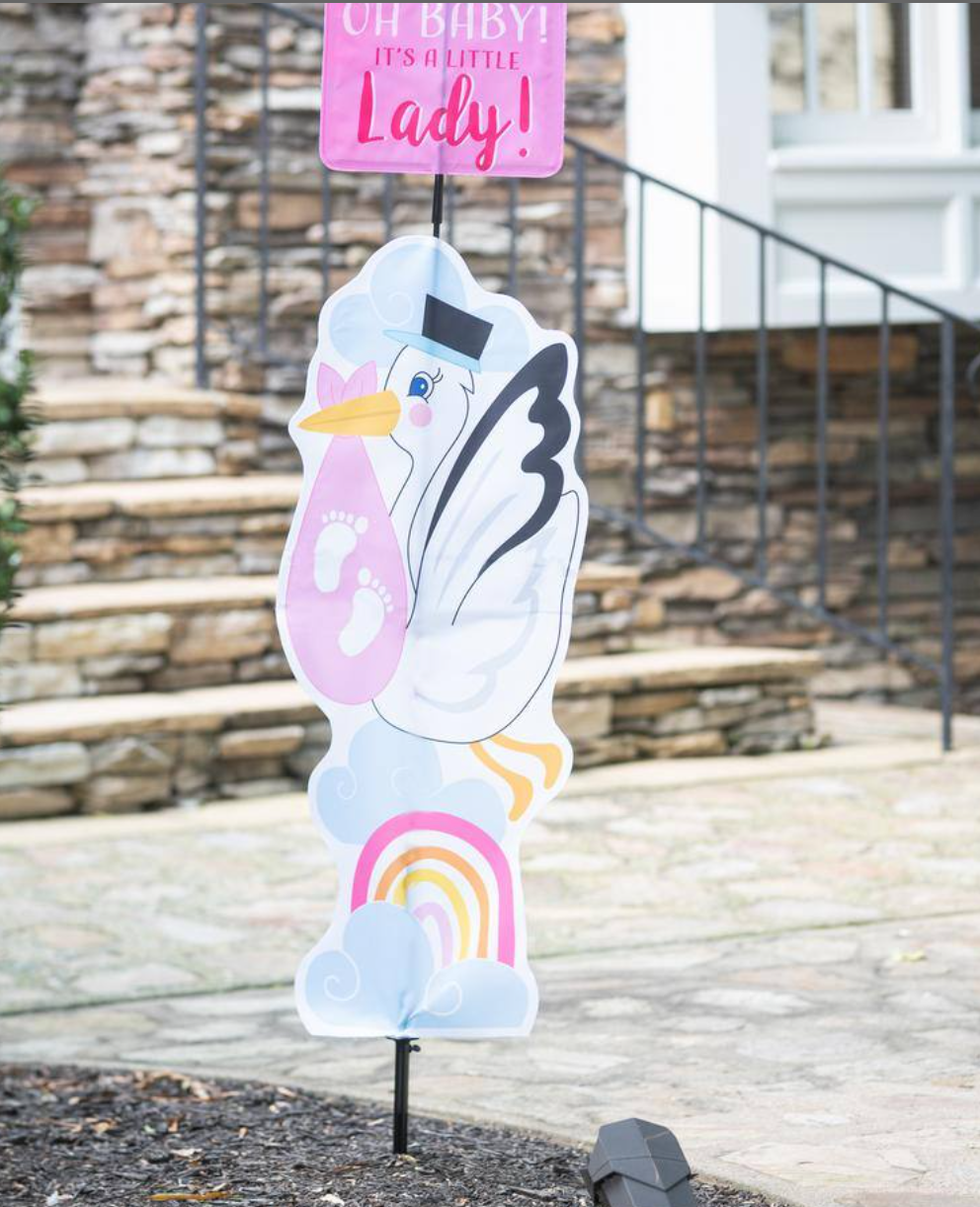 61 in. Oh Baby It's a Little Lady Fabric Garden Stake