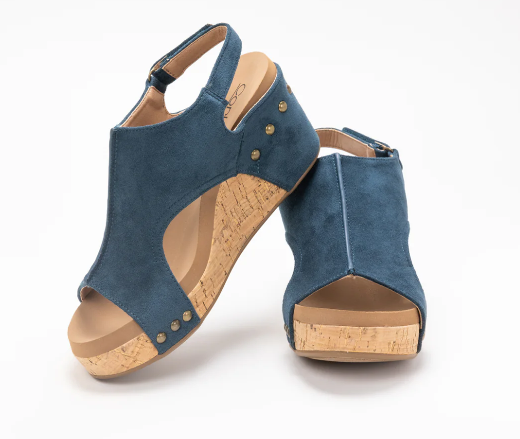 Corkys Teal Faux Suede Carley Wedges