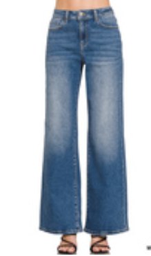 Zenana High Waist Straight Leg Medium Wash Denim Pants