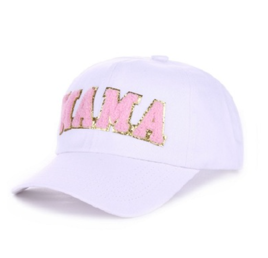 Zenana White Mama Chenille Patch Hat