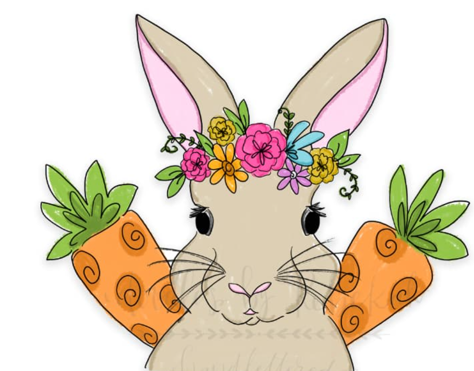 Doodles by Rebekah Bunny with Carrots Topper