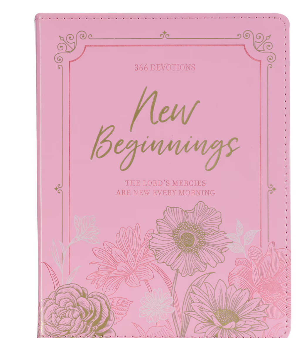Christian Art New Beginnings Pink Floral Faux Leather Devotional