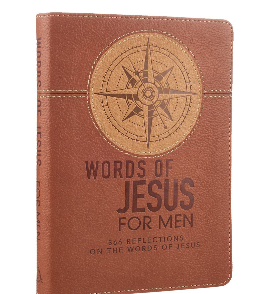 Christian Art Words of Jesus For Men Saddle Tan Faux Leather Devotional