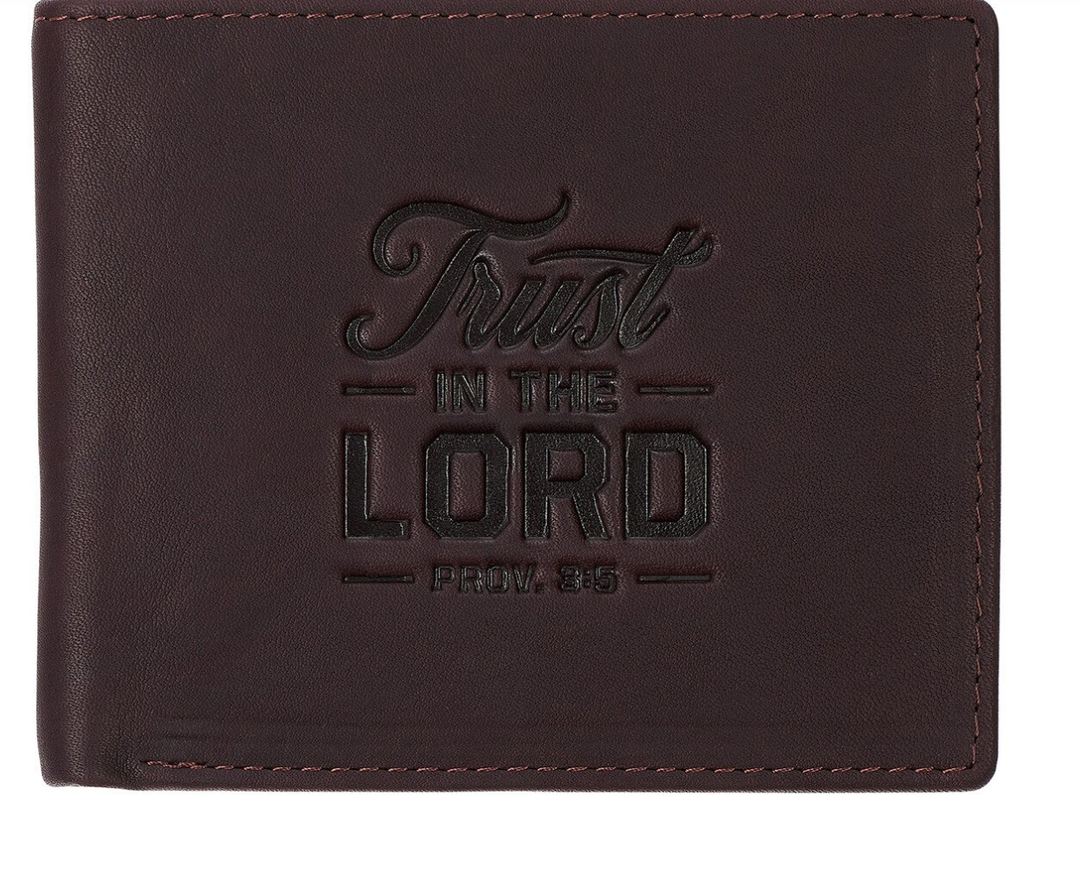 Christian Art Trust in the Lord Dark Brown Full Grain Leather Wallet - Proverbs 3:5