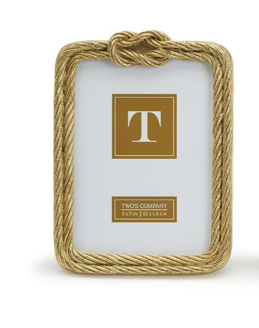 Two's Company Golden Threads Top Knot Rope Photo Frame- 5x7