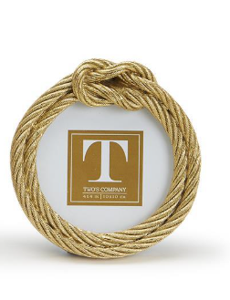 Two's Company Golden Threads Top Knot Rope Photo Frame- 4"