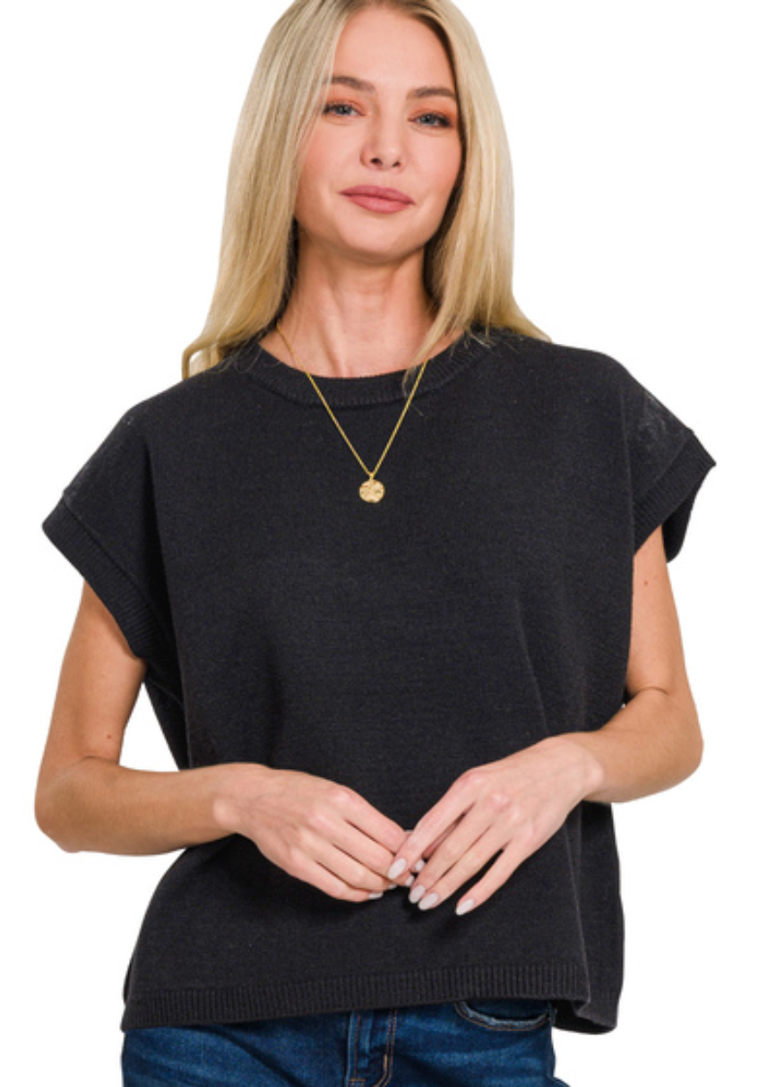 Zenana Sweater Vest- Black