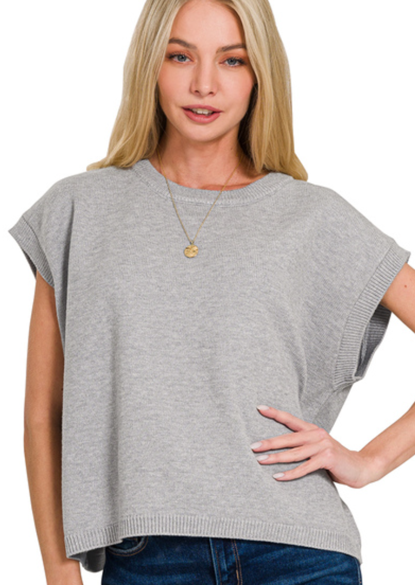 Zenana Sweater Vest- Gray