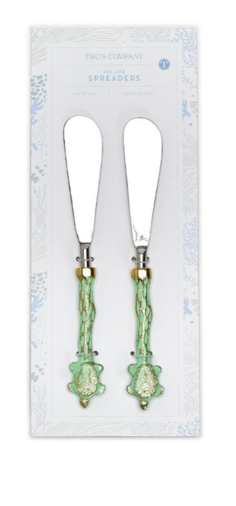 Two's Company Sea Life Set of 2 Spreaders on Gift Card- Turtle