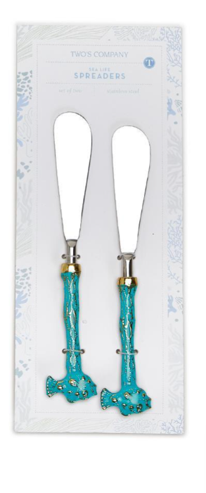 Two's Company Sea Life Set of 2 Spreaders on Gift Card- Fish