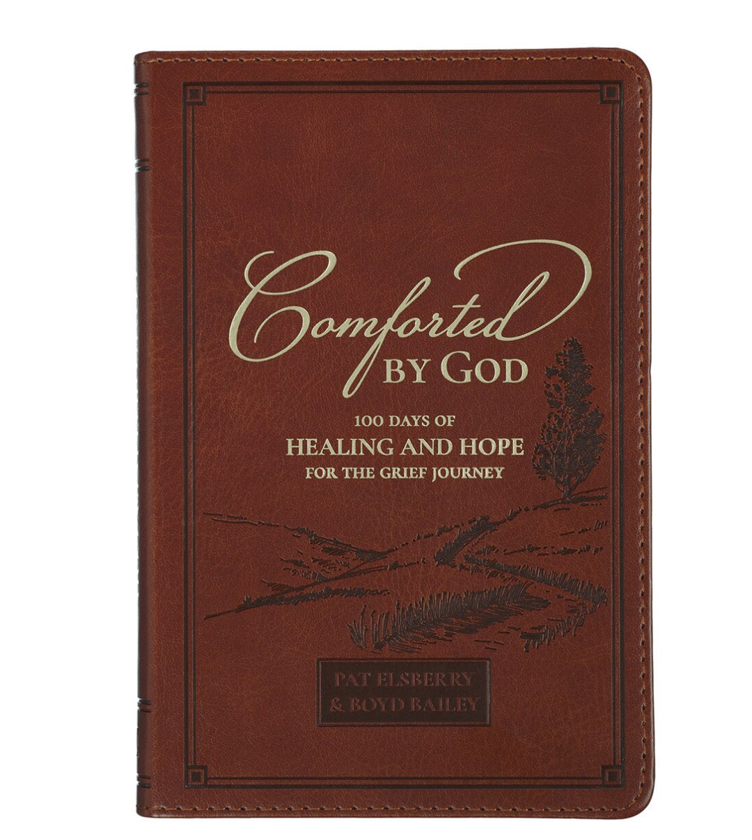 Christian Art Gifts Comforted by God Honey-Brown Faux Leather Devotional Gift Book