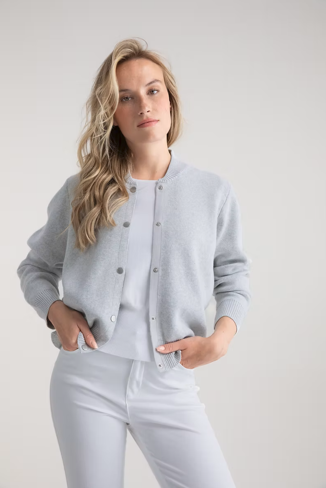 Marble Button Up Sweater- Grey