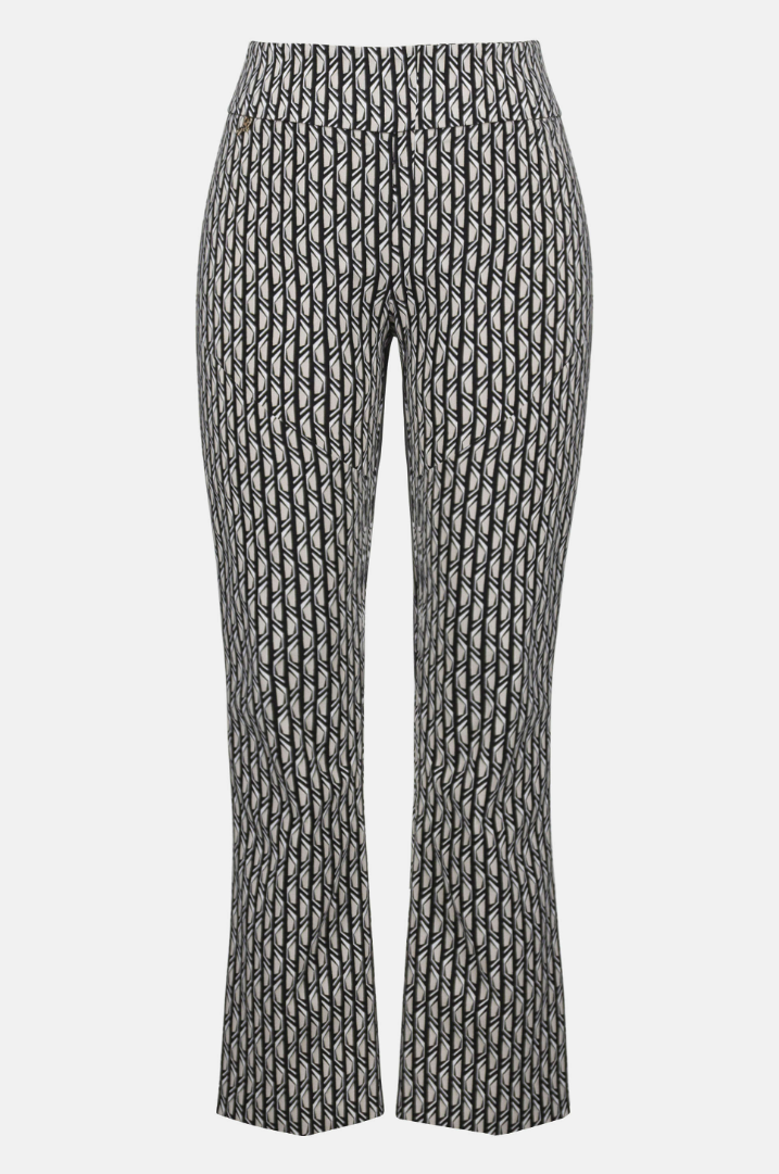 Joseph Ribkoff Millennium Print Straight Leg Pull-On Pants- Black/Moonstone