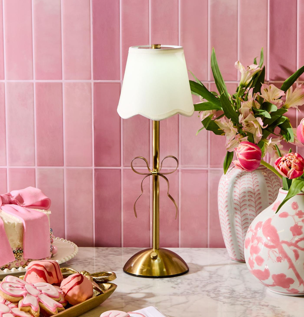 Two's Company Golden Bow LED Portable Cordless Table Lamp