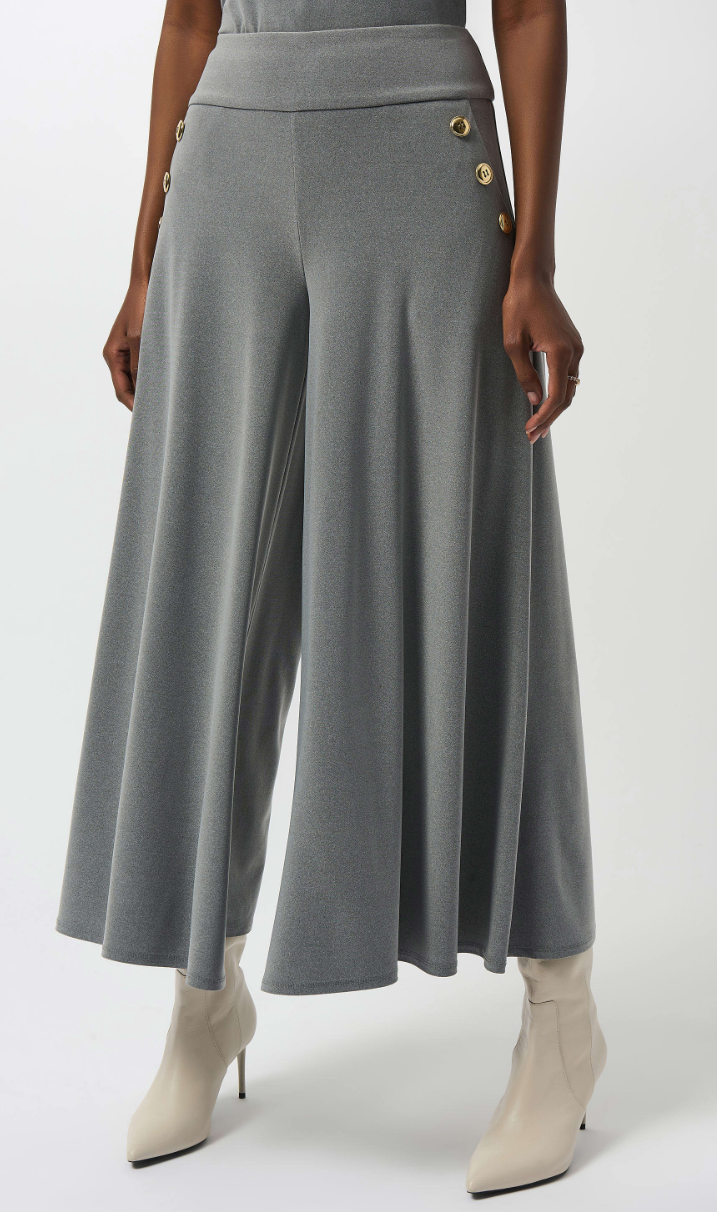 Joseph Ribkoff Melange Silky Knit Culotte Pants- Grey Melange