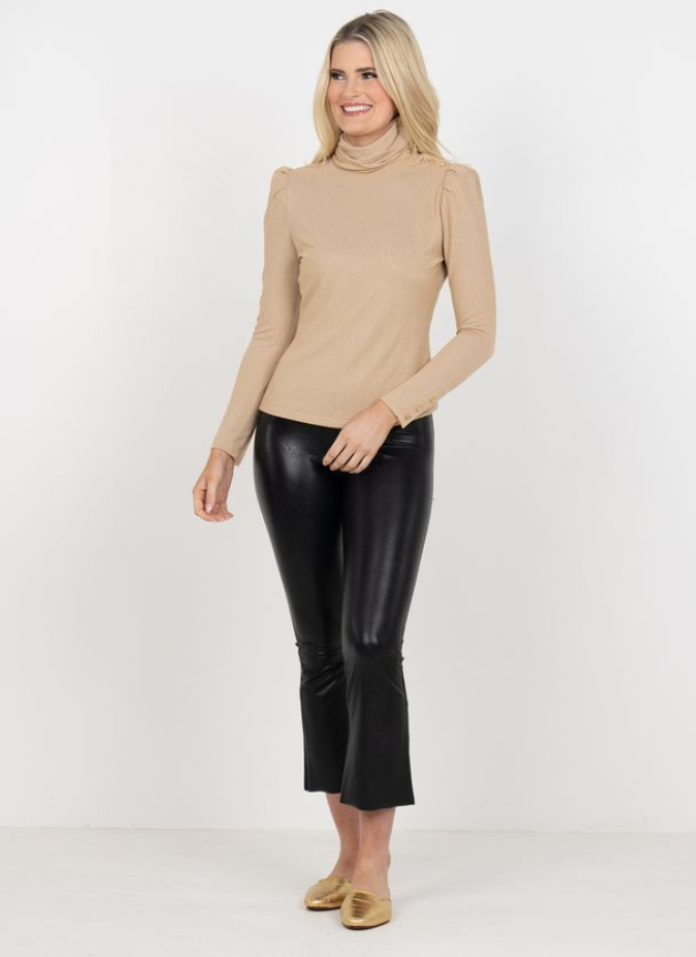 Emily McCarthy Tessa Turtleneck- Metallic Gold Knit