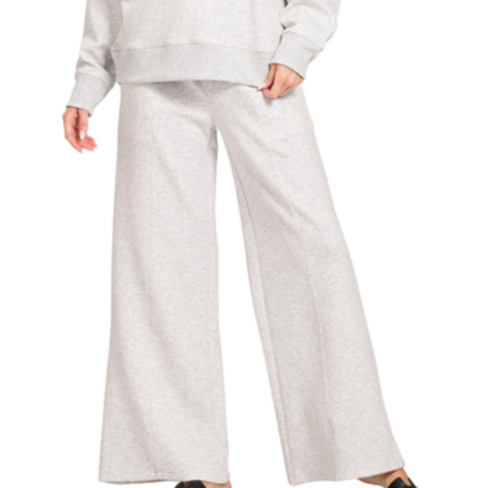 Zenana Scuba Drawstring Lounge Pant- Heather Gray