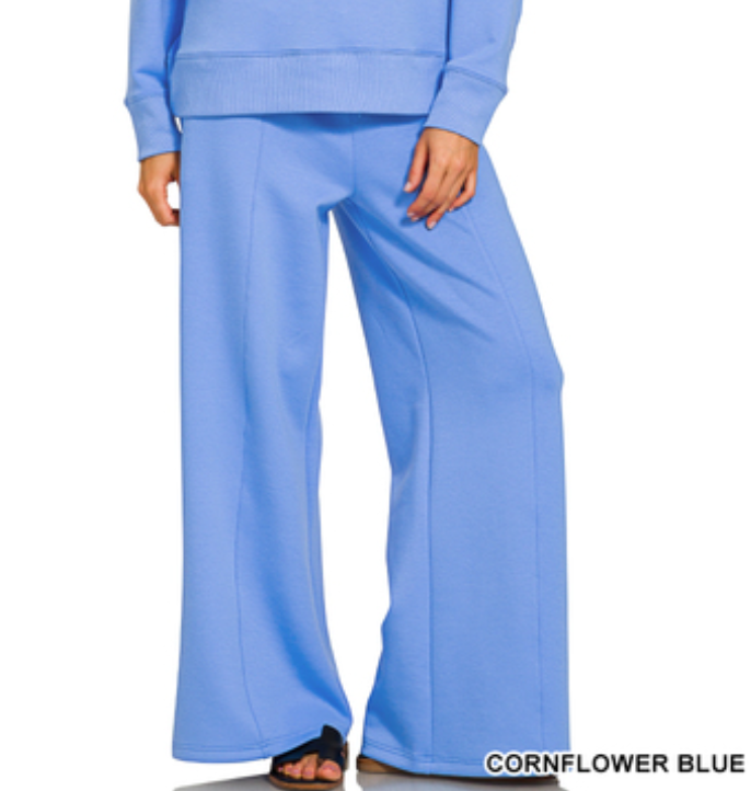 Zenana Scuba Drawstring Lounge Pant- Cornflower Blue