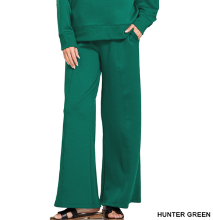 Zenana Scuba Drawstring Lounge Pant- Hunter Green
