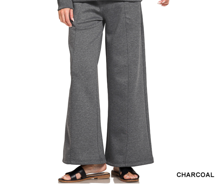 Zenana Scuba Drawstring Lounge Pant- Charcoal