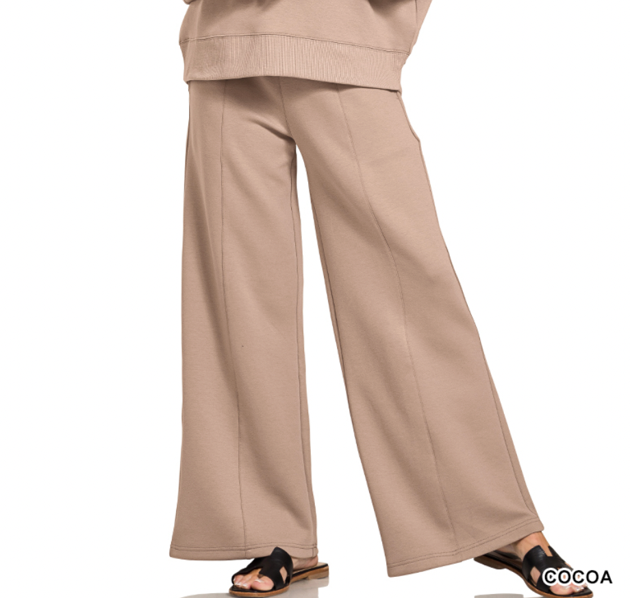 Zenana Scuba Drawstring Lounge Pant- Cocoa