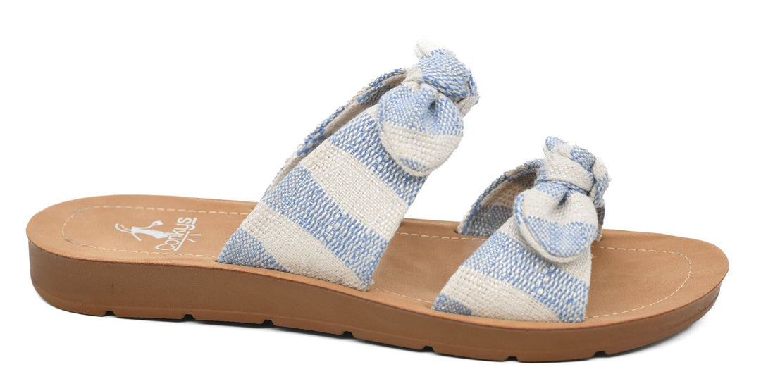 Corkys Take A Bow - Blue Natural Stripe