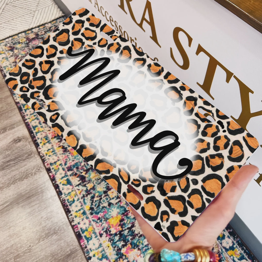 Audra Style Mama Leopard License Plate
