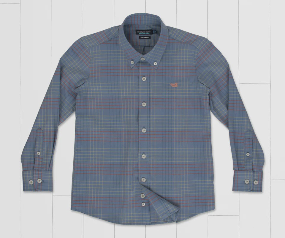 Southern Marsh Youth Winfield Grid Performance Dress Shirt