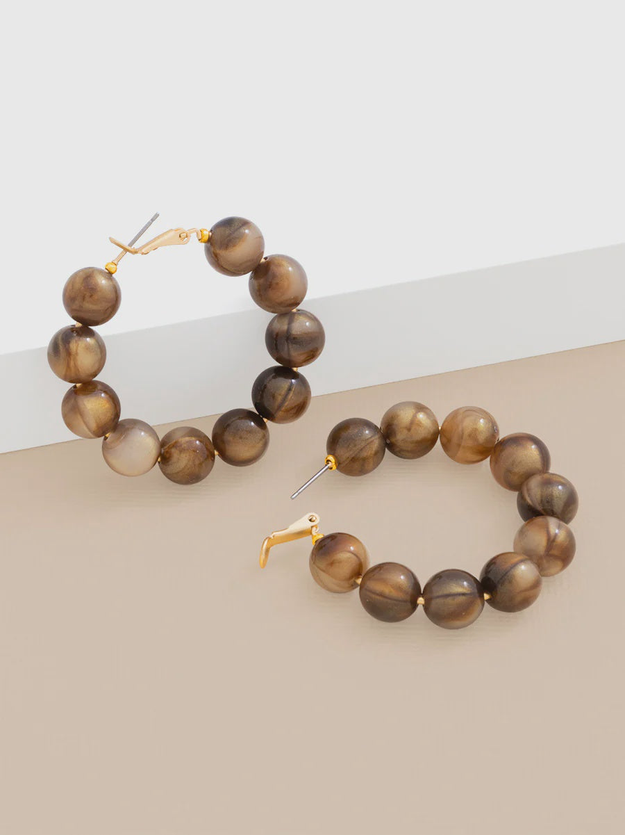 Zenzii Iridescent Beaded Hoop Earring Brown