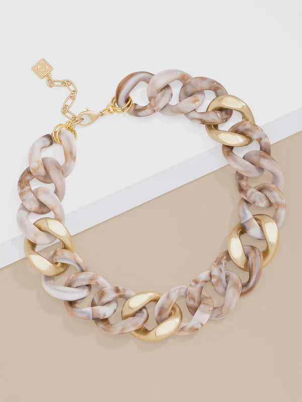 Zenzii Burnished Curb Chain Collar Necklace