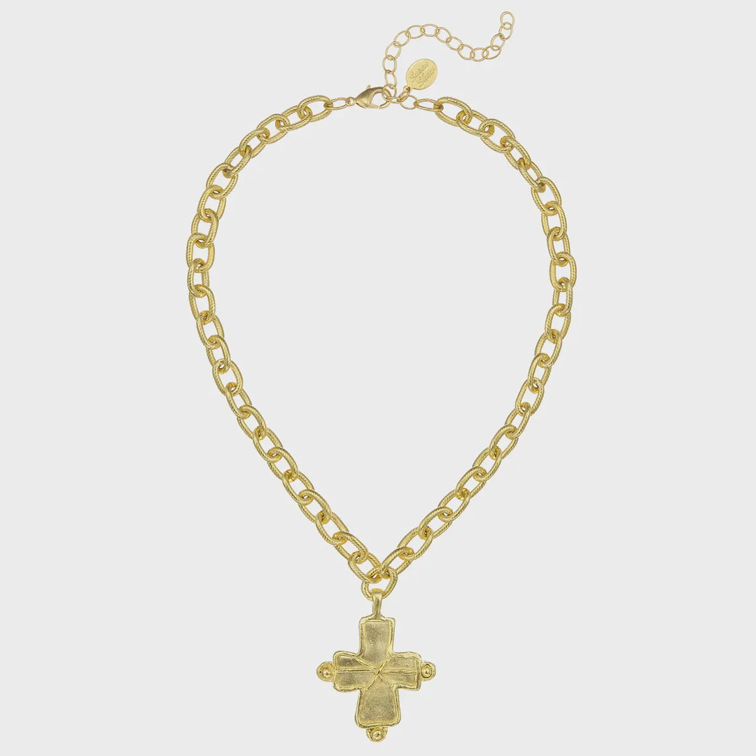 Susan Shaw Gold Cross On Chain Necklace
