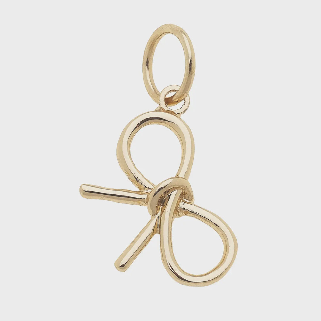 Canvas Hand Tied Bow Charm in Shiny Gold