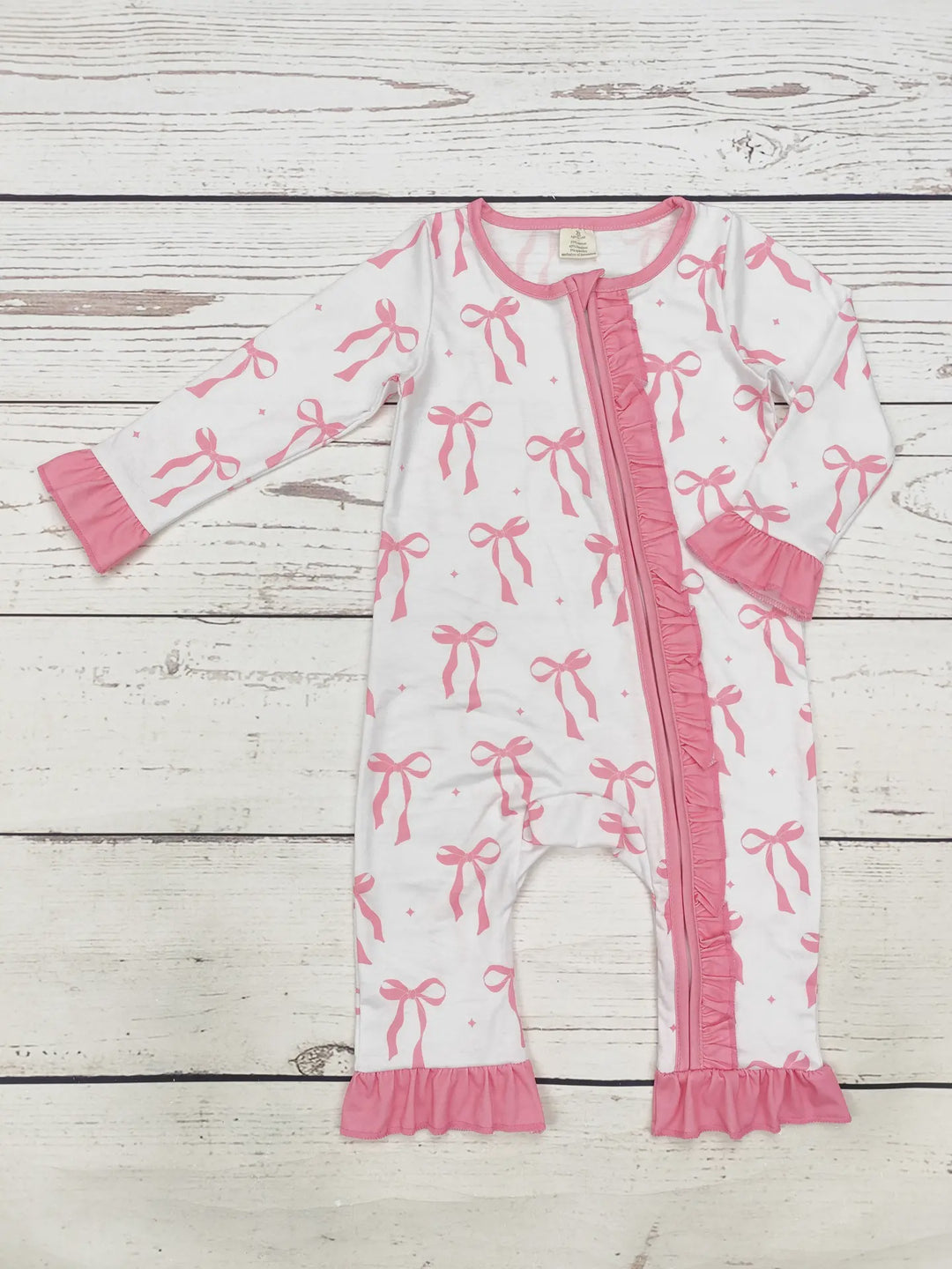 Sassy Kids Baby Girl Bow Printed Zip Sleeper