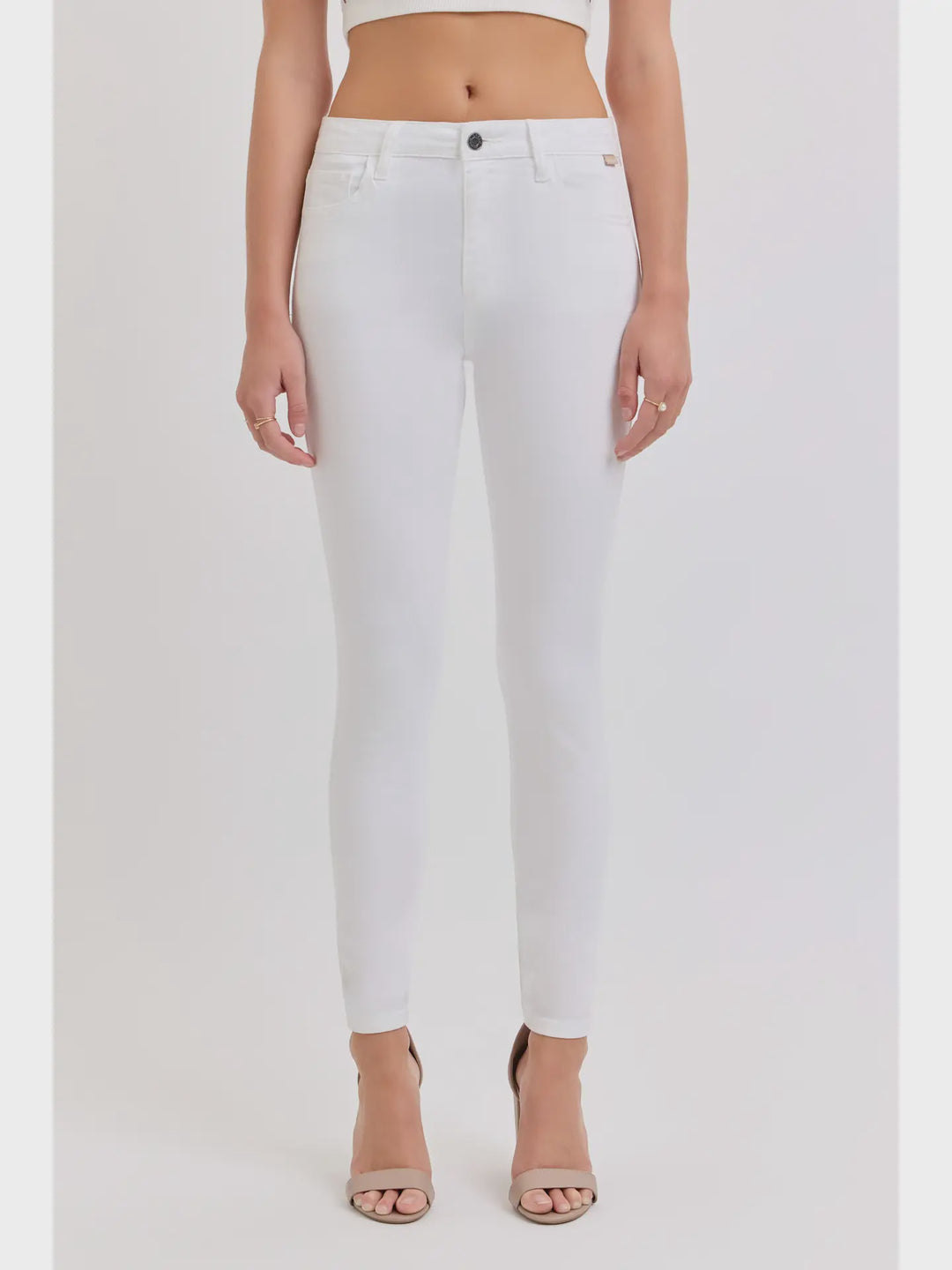 Cello Mid-Rise Crop Skinny Jean- White