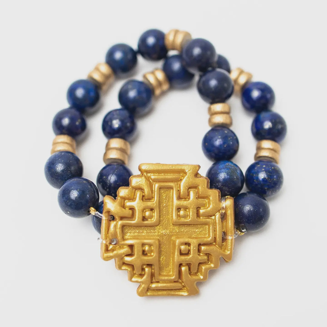 Hidden Truth Jewelry Blue Lapis with Jerusalem Cross