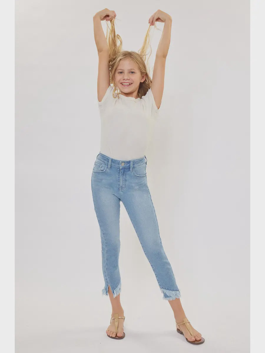 Kancan Kids High Rise Ankle Skinny- Light Stone Wash