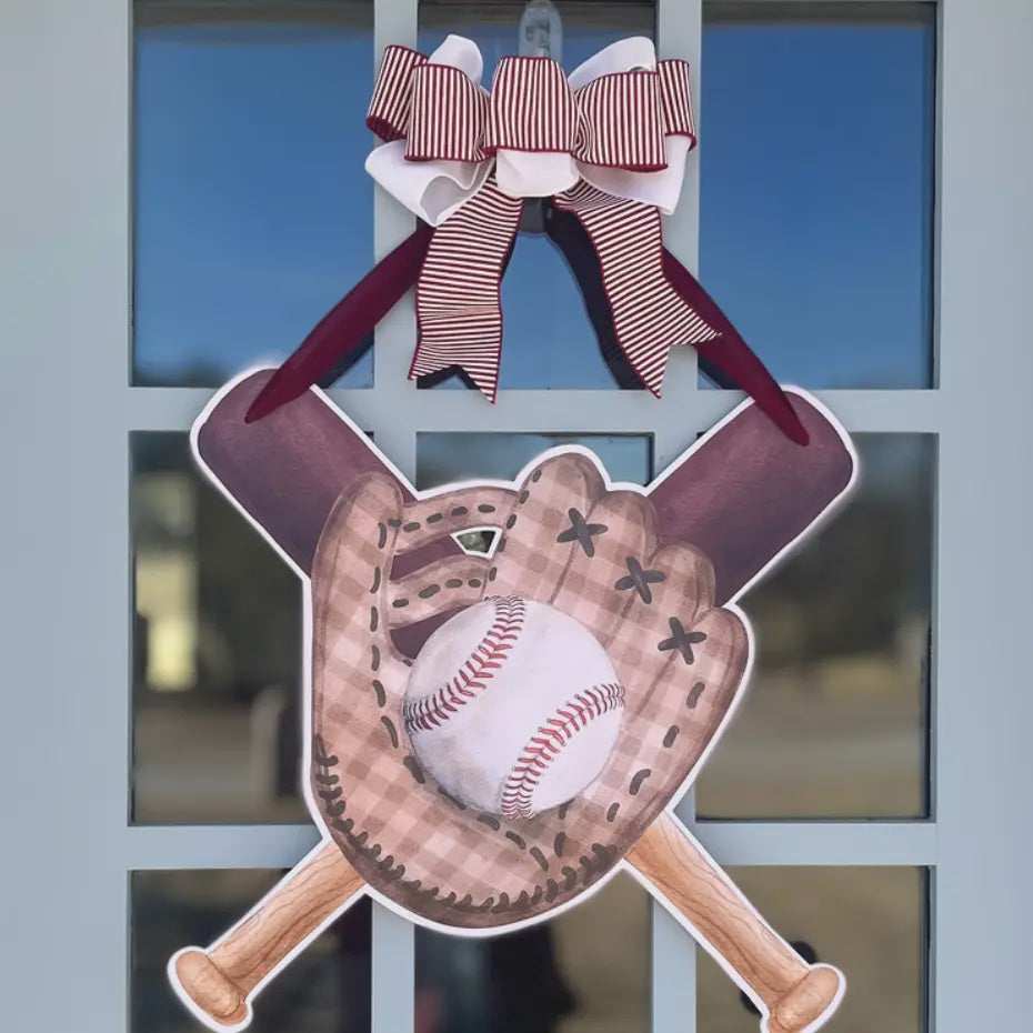 Fronch Porch Elegance Play Ball Baseball Door Hanger