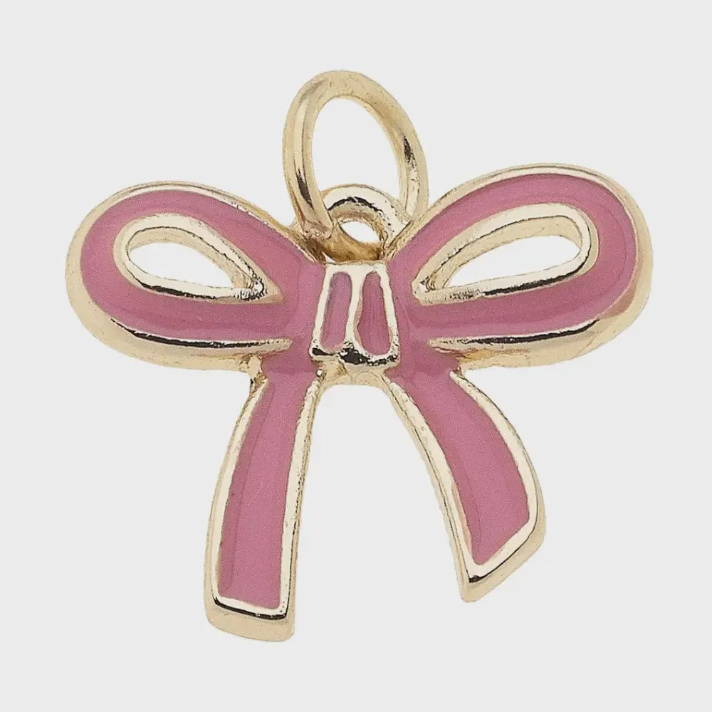 Canvas Enamel Bow Charm in Light Pink