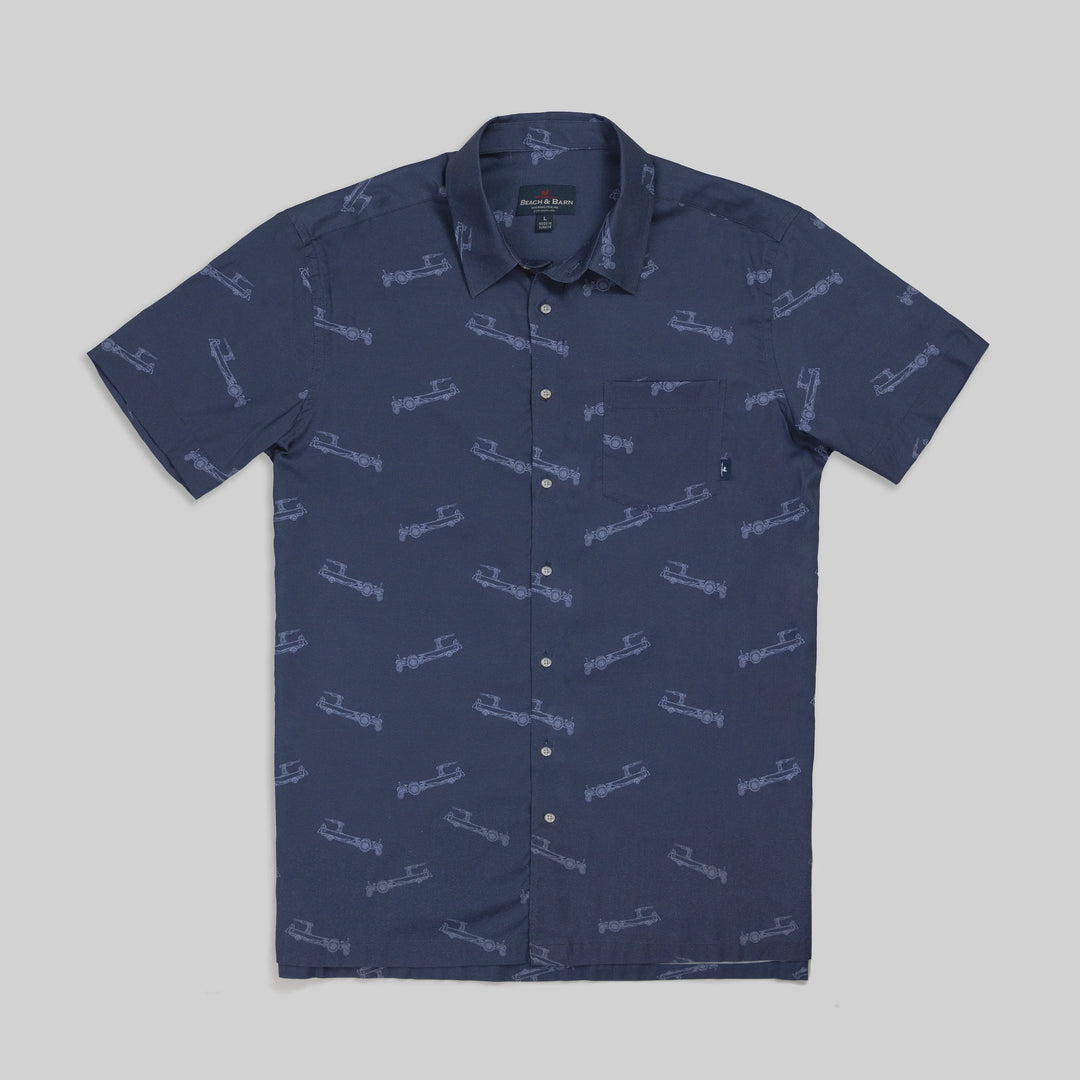 Beach and Barn Tractor Pool Woven Shirt-Seafarer