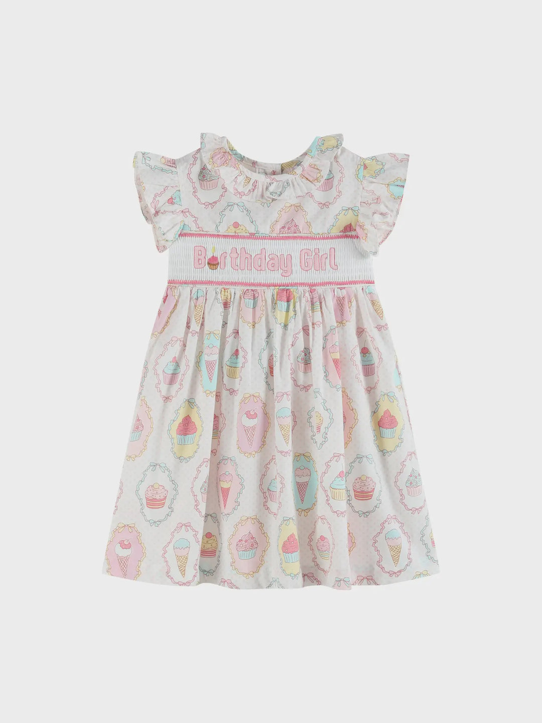 Pink and White Birthday Girl Smocked Dress
