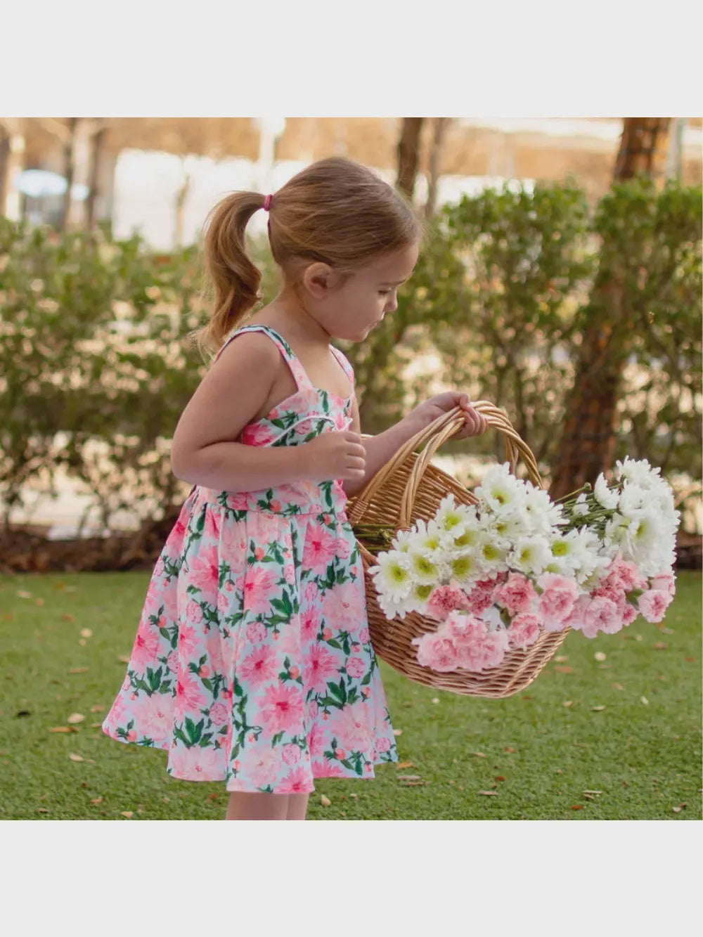 Claire Sweetheart Tank Dress Pink Peonies