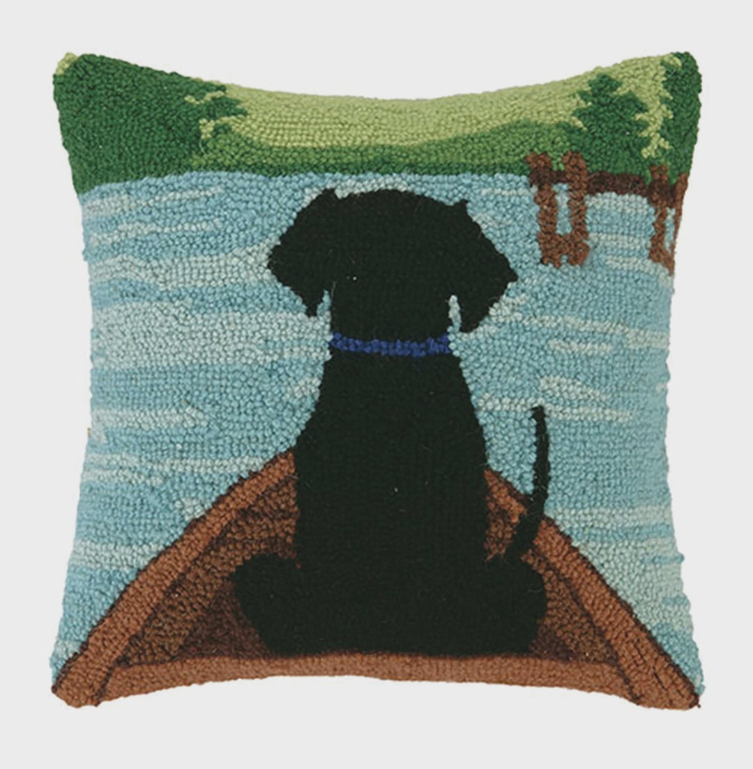 Peking Handicraft Black Lab in Canoe Hook Pillow
