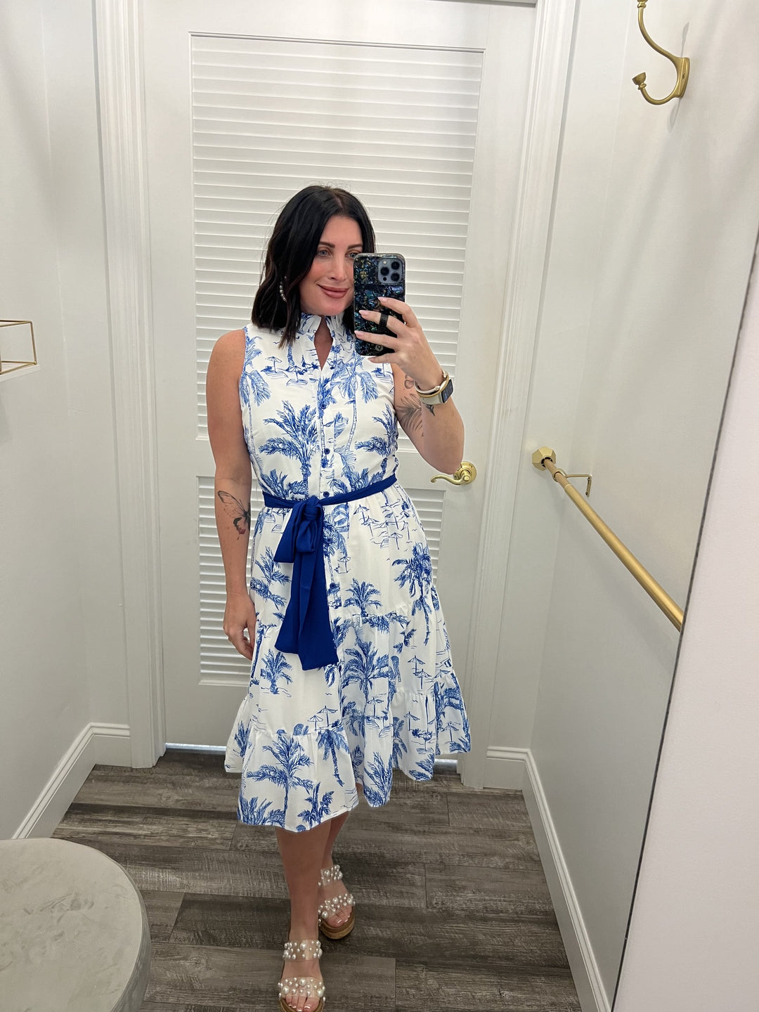 Jade Palm Beach Button Front Tiered Dress