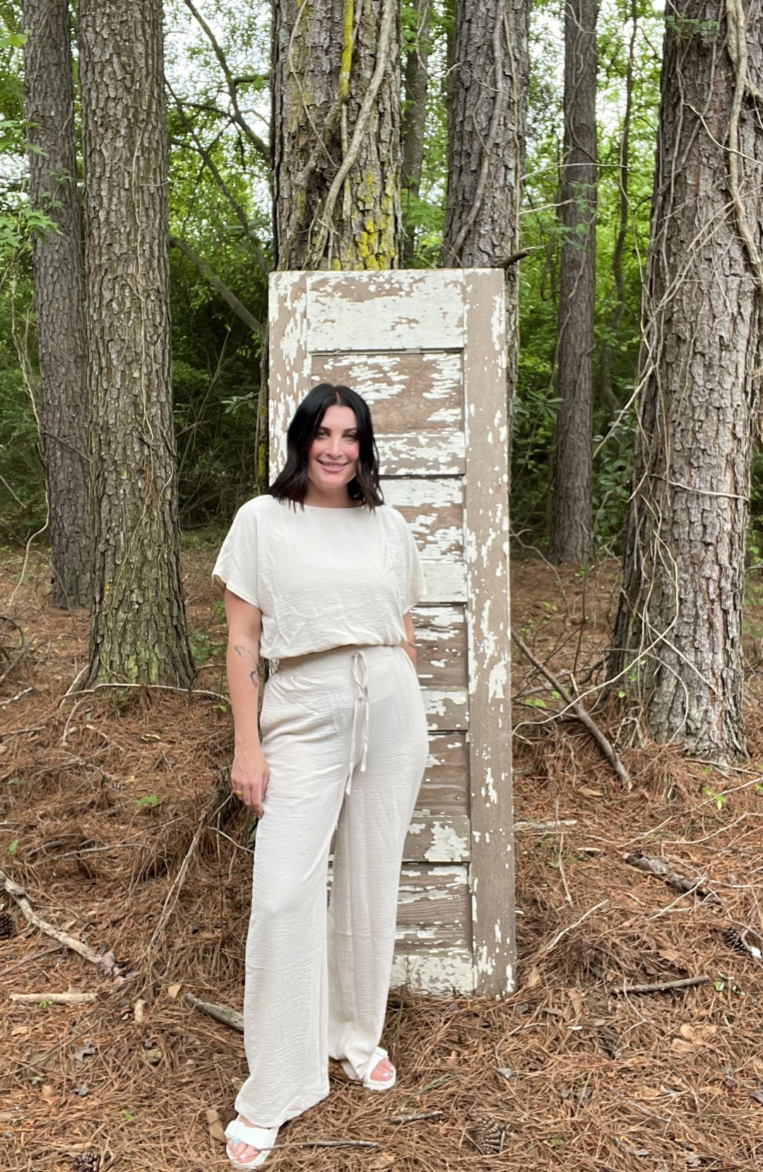 ONLINE EXCLUSIVE Beige Flowy Pants Set